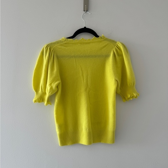 ULLA JOHNSON Lotta Ruffled Cashmere Sweater Top in Yellow - Picture 7 of 7